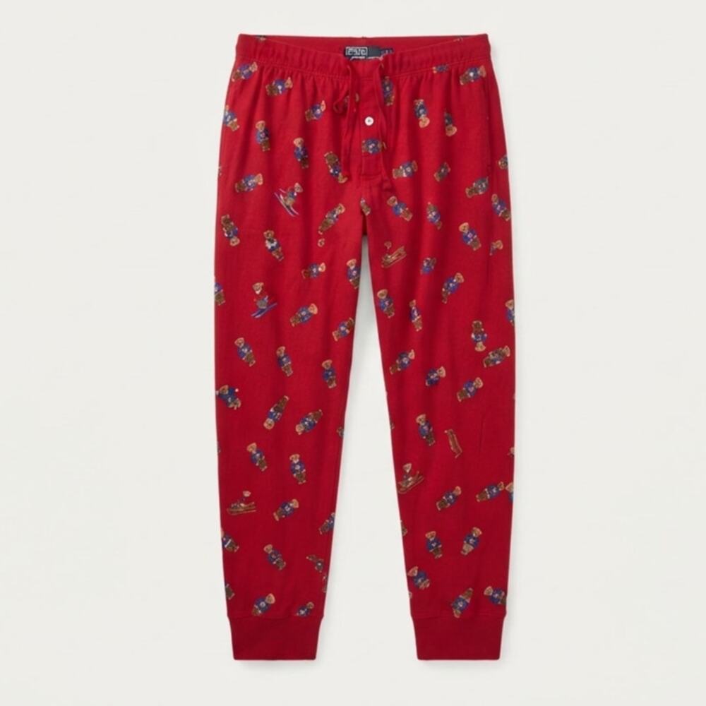 Polo Ralph Lauren M Red Bear Cotton Pajama Pant Lounge PJ Preppy Cozy